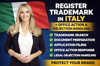 register trademark in italy with office action and legal objection handling