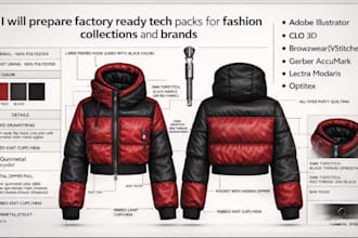prepare factory ready tech packs for fashion collections and brands