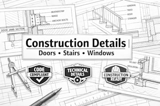draft construction detail drawings for doors stairs and windows