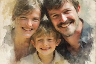 custom watercolor family portrait from photo