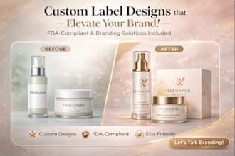 custom cosmetic skincare label design professional packaging, branding solution