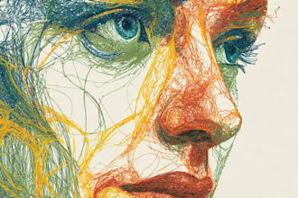 do scribble art, abstract line portrait