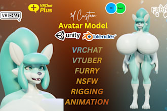 create 3d furry vrchat avatar, vtuber model fursona vtuber, nsfw model