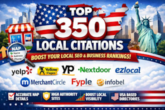 create top 350 USA live local citations for local business