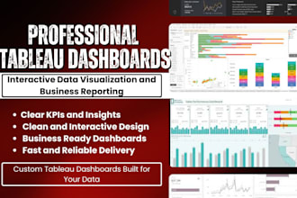 design interactive tableau dashboards, data visualization excel reports for data