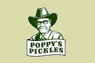 design classic poppys pickles mascot logo