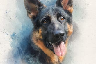 make watercolor pet portrait