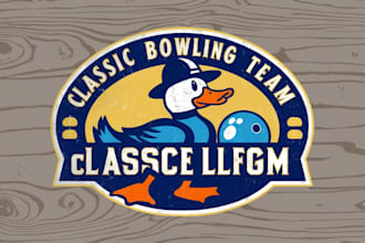 design classic duck bowling team logo