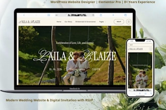 design a premium responsive wedding website with rsvp