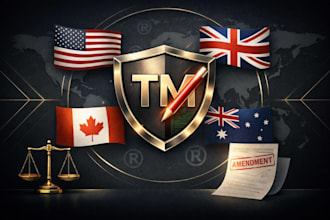 file trademark registration for US, UK, canada, australia for amendment