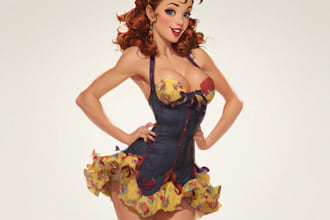 design pin up girl and pin up girl illustration