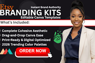 design a cohesive etsy branding kit and editable invoice templates