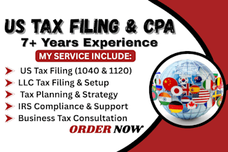 do us tax returns, us tax filing, llc tax, business tax 1120 1040 5472 cpa