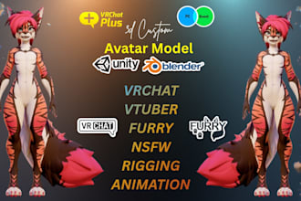 do custom vrchat avatar, fursona vtuber, 3d furrry nsfw model, pc and quest