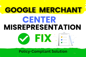fix google merchant center suspension, misrepresentation