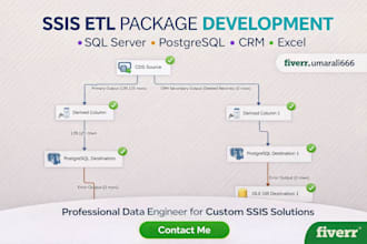 create, fix, and optimize ssis packages for sql server postgresql and CRM