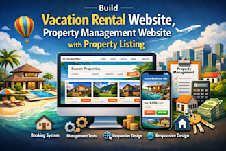 build vacation rental website, property management website with property listing