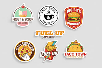 design modern ice cream, coffee, burger, pizza and fast food logo