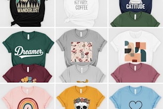 do bulk t shirt designs for printful, merch and teespring