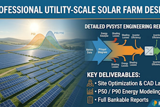 provide utility scale solar farm design and detailed pvsyst engineering reports