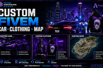 design premium fivem custom cars, maps and clothing