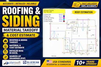 do roofing and siding material takeoff estimate on planswift