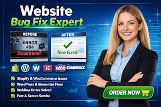 fix shopify webflow wordpress elementor website bug fix woocommerce theme errors