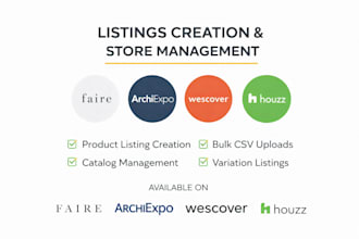 create product listings on faire, wescover, archiexpo, and houzz