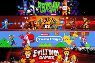 design a custom youtube gaming banner and logo for your channel