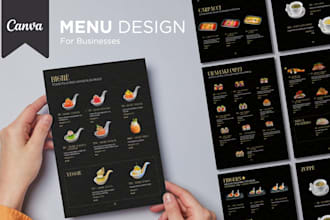 design professional menus, price lists, and branded material for your business