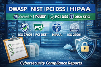 create owasp, nist, pci dss, hipaa, iso 27001 and disa stig compliance reports
