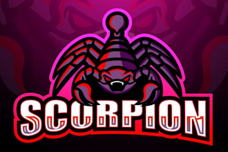 make an amazing red scorpion mascot logo with t shirt design