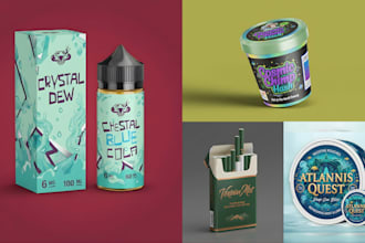 do packaging, label design for vape,tincture,cigarette,hash,cbd,weed,mylar bag