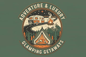 draw amazing motor home caravan and glamping logo