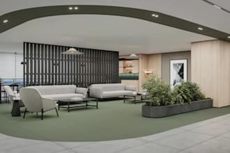 decorate modern office interior,minimalist layout,commercial workstation,3ds max
