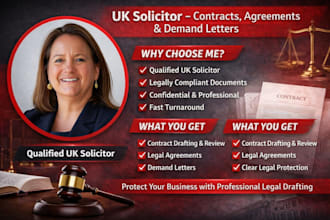 draft, review legal agreements and demand letters as a UK solicitor