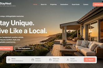 design short stay rental website wix vacation rental airbnb website