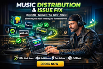 distribute music, fix distribution issues on distrokid, tunecore, cdbaby, amuse