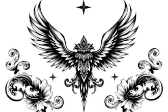 create a black and white tattoo design