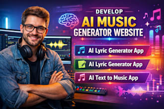 develop ai music generator website, ai lyric generator app, ai text to music app