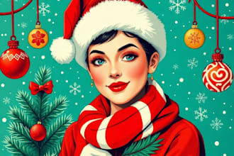make a christmas card or a christmas themed pop art portrait