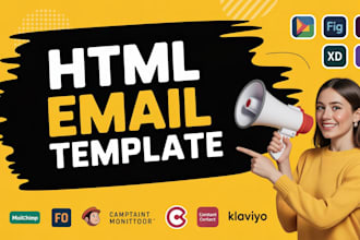 psd, xd, figma to HTML email template for mailchimp, klaviyo