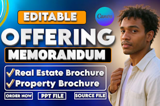 create or redesign commercial real estate offering memorandum, flyer, brochure