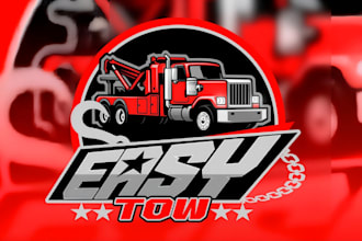 design custom trucking logistics and towing truck logo