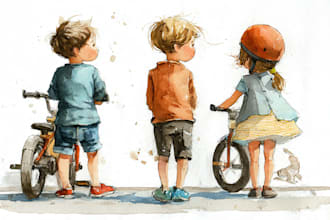 watercolor children book illustration, book illustration