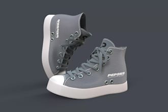 do 3d shoe modeling, 3d footwear design, rendering and 3d shoe animation