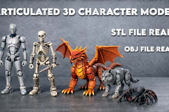 sculpt 3d articulated model, 3d bjd, flexi model and toys for 3d printing stl