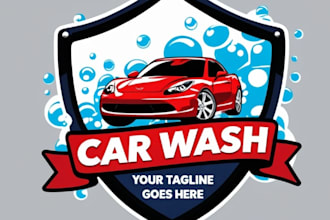 make stylish car detailing and car wash logo