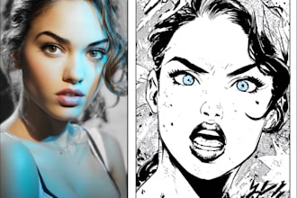 draw black and white comic superhero character line art
