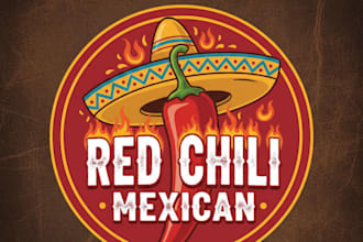 design a bold red chili mexican style logo for your brand